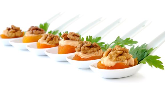 Apricot Stuffed creamy apricot stuffing with nuts isolated