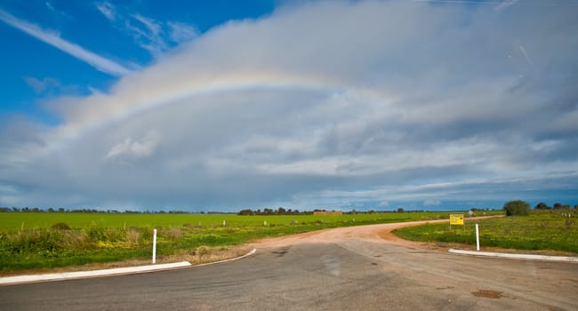 rainbow on the australian outback, south australia 