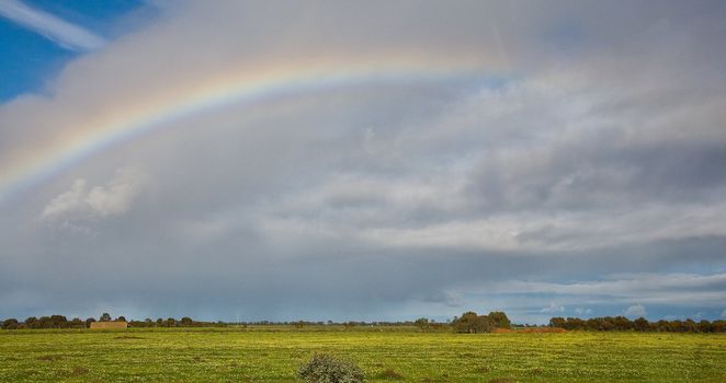 rainbow on the australian outback, south australia 