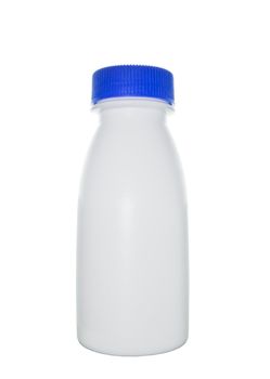 milk bottle with blue cap isolated