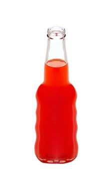 bottle of strawberry juice isolated on white