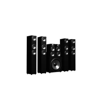 3d illustration of audio system over white background