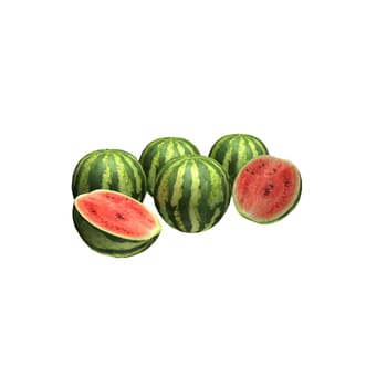 3d render of nice watermelon isolated on white