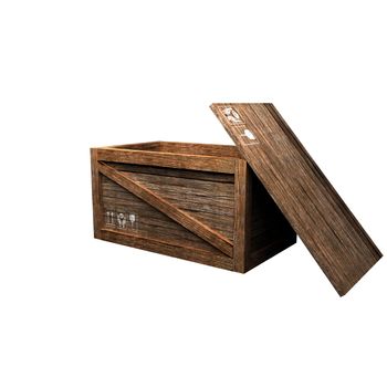 3d render of wooden box