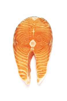 fresh salmon steak on white background