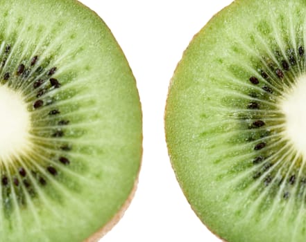 heart-shaped kiwi fruit isolated on a white