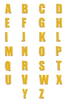 High resolution conceptual golden fonts set or collection isolated