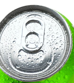 Close Up of a Soda Can with Pull Tab and Condensation