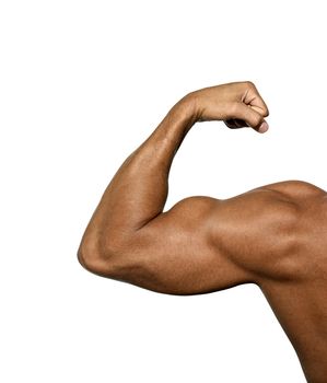 strong biceps on a white background