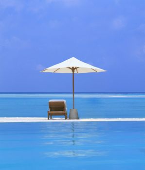 beach Chairs and Umbrella on a beautiful island