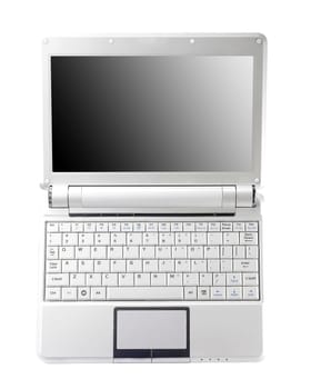 Aluminum laptop with blank screen