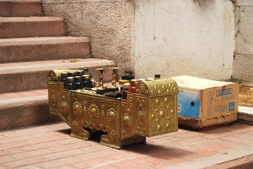 Beautiful Turkish metal ornamental shoe polisher box