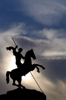 Silhouette of saint george victorious in Victory park, moscow, Russia