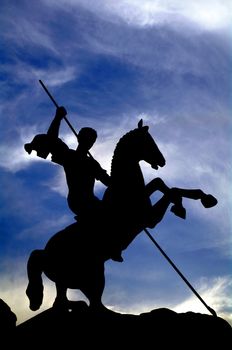 Silhouette of saint george victorious in Victory park, moscow, Russia