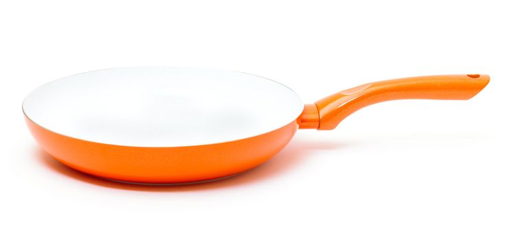 Orange Frying Pan with a nonstick ceramic coating on white background