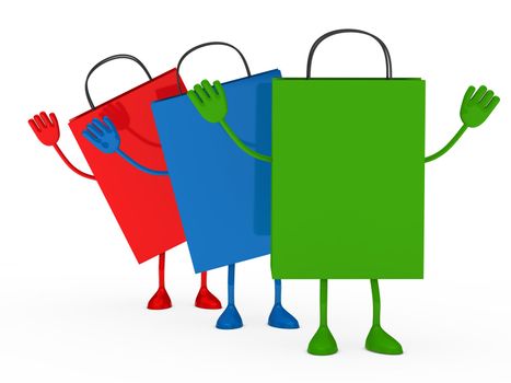 Colorful sale percent bags stand and wave