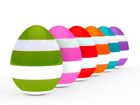colorful eggs with stripe on with ground