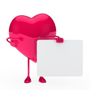 pink glossy heard hold a white billboard