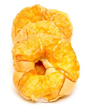 Golden Cheese Buns on white background 