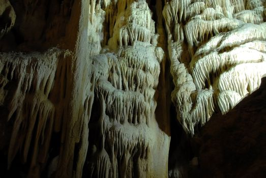 stalactites and stalagmites in Resava Cave in Serbia