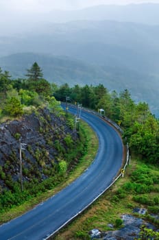 Beautiful curved road on the mountain in the morning