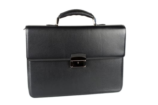 black male briefcase isolated on white background