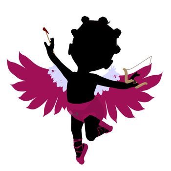 Little african american cupid girl on a white background