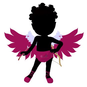 Little african american cupid girl on a white background