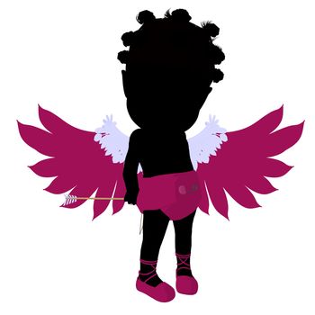 Little african american cupid girl on a white background