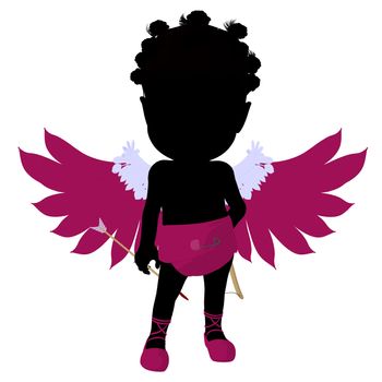 Little african american cupid girl on a white background