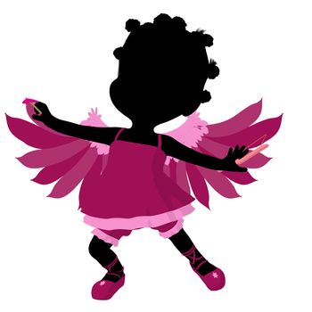 Little african american cupid girl on a white background