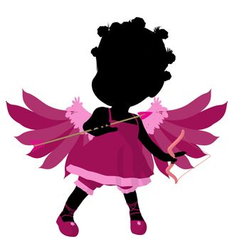 Little african american cupid girl on a white background