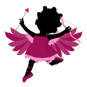 Little african american cupid girl on a white background