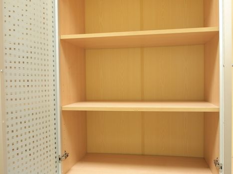 Photography furniture. wooden shelves, open the door.