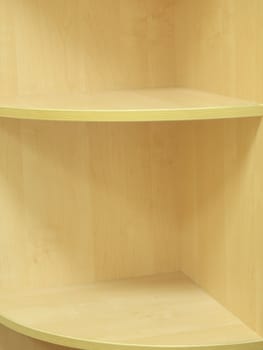 two wooden corner shelves