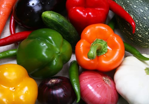 Colorful different fresh vegetable as background