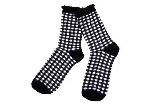 Chequered socks on the white background