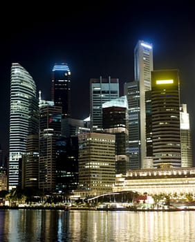 Business center of Singapore at night 