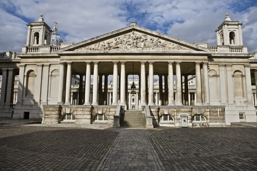 Architecture of the Royal Naval College and University of Greenwich in London, UK