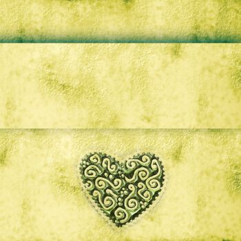 grunge  background with heart and ribbon stripe with copy space   