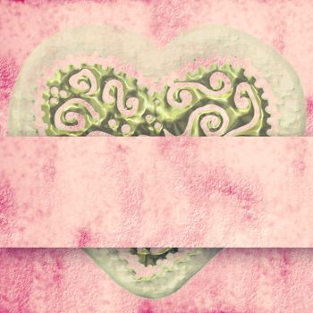 vintage background with big heart and ribbon stripe with copy space   
