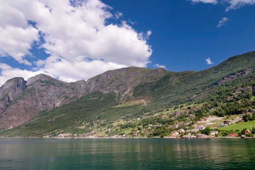 Fjord Scenic from the pass between Aurlandsfjord and naeroyfjord (n�r�yfjord), in Sognefjord, Norway