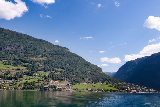 Fjord Scenic from the pass between Aurlandsfjord and naeroyfjord (n�r�yfjord), in Sognefjord, Norway