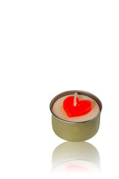 Heart shaped love candle with clipping path