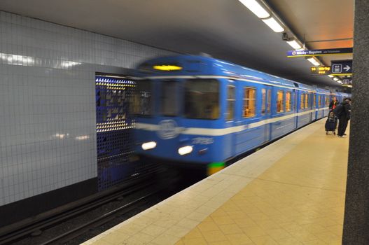 A train in the stockholm subway.