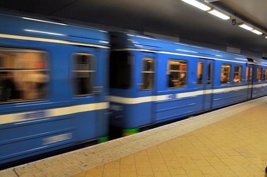 A train in the Stockholm subway.