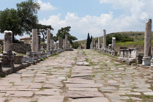 Via Tecta, the Roman sacred street leading to the Asklepion in Roman city Pergamum. 