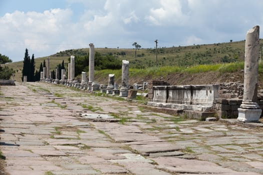 Via Tecta, the Roman sacred street leading to the Asklepion in Roman city Pergamum. 