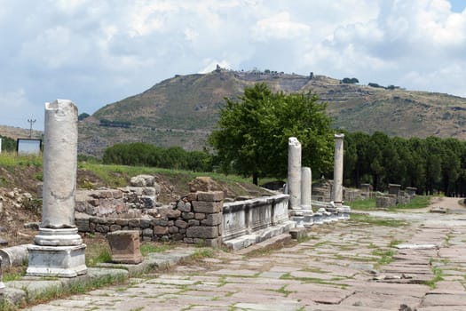 Via Tecta, the Roman sacred street leading to the Asklepion in Roman city Pergamum. 
