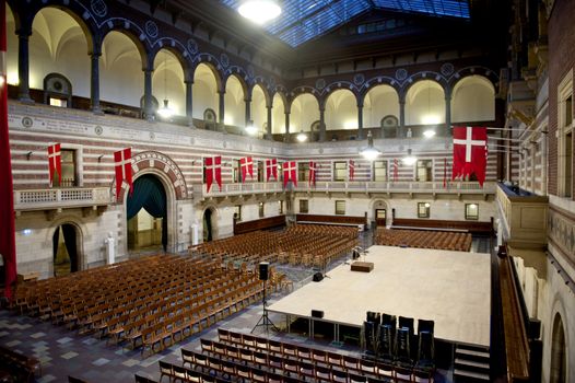 The interior of Copenhagen City Hall, Denmark